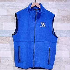 KENTUCKY WILDCATS Full Zip Fleece Vest Jacket Blue Mock Neck Pockets Mens XL